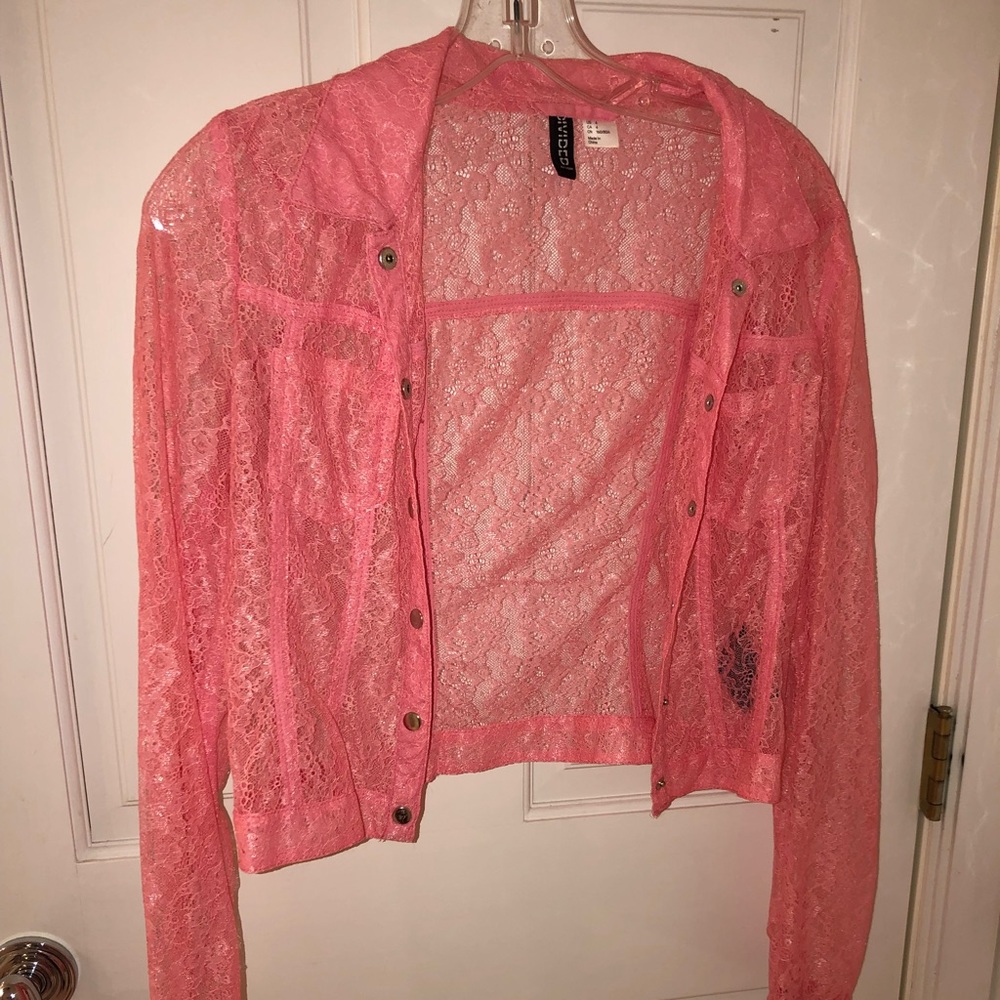 Divided pink lace jacket